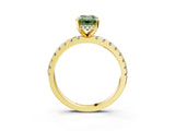 Yellow gold Fancy Green Emerald Cut Diamond Solitaire Ring with Round  Pavé Band and Four-Prong Setting_39