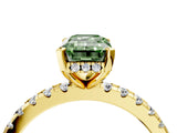 Yellow gold Fancy Green Emerald Cut Diamond Solitaire Ring with Round  Pavé Band and Four-Prong Setting_40