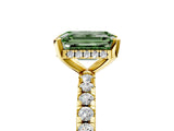 Yellow gold Fancy Green Emerald Cut Diamond Solitaire Ring with Round  Pavé Band and Four-Prong Setting_41