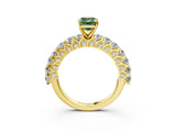 Yellow gold Fancy Green Emerald Cut Diamond Solitaire Ring with Shared Prong Pavé Band and Four-Prong Setting_60