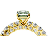 Yellow gold Fancy Green Emerald Cut Diamond Solitaire Ring with Shared Prong Pavé Band and Four-Prong Setting_61