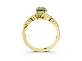 Yellow gold Fancy Green Emerald Cut Diamond Solitaire Ring with Side Stones and Four-Prong Setting_208