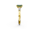 Yellow gold Fancy Green Emerald  Cut Diamond Solitaire Ring with Tapered Baguette Accents and Four-Prong Setting_66