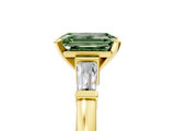 Yellow gold Fancy Green Emerald  Cut Diamond Solitaire Ring with Tapered Baguette Accents and Four-Prong Setting_69