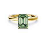 Yellow gold Fancy Green Emerald Cut Diamond Solitaire Ring with Thin Band and Prong Setting_12