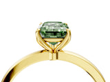 Yellow gold Fancy Green Emerald Cut Diamond Solitaire Ring with Thin Band and Prong Setting_16