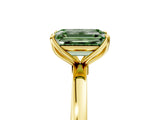 Yellow gold Fancy Green Emerald Cut Diamond Solitaire Ring with Thin Band and Prong Setting_17