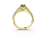 Yellow gold Fancy Green Emerald Cut Diamond Solitaire Ring with Three-Row Pavé Band and Four-Prong Setting_39