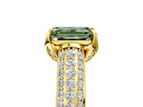 Yellow gold Fancy Green Emerald Cut Diamond Solitaire Ring with Three-Row Pavé Band and Four-Prong Setting_41