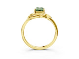 Yellow gold Fancy Green Emerald Cut Diamond Solitaire Ring with Twist Band and Four-Prong Setting_60