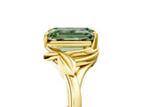 Yellow gold Fancy Green Emerald Cut Diamond Solitaire Ring with Twist Band and Four-Prong Setting_62