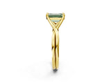 Yellow gold Fancy Green Emerald Cut Diamond Solitaire Twist Band Prong Setting Ring_56