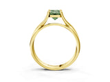 Yellow gold Fancy Green Emerald Cut Diamond Solitaire Twist Band Prong Setting Ring_57