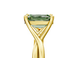 Yellow gold Fancy Green Emerald Cut Diamond Solitaire Twist Band Prong Setting Ring_59