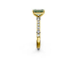Yellow gold Fancy Green Emerald  Cut Diamond Solitaire with Pave Band and Four-Prong Setting 3