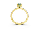 Yellow gold Fancy Green Emerald  Cut Diamond Solitaire with Pave Band and Four-Prong Setting 4