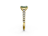 Yellow gold Fancy Green Emerald  Cut Diamond Solitaire with Pave Band and Four-Prong Setting_121