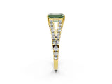 Yellow gold Fancy Green Emerald Cut Diamond Split Shank Pavé Engagement Ring with Four-Prong Setting_62