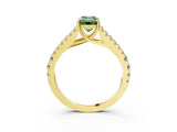 Yellow gold Fancy Green Emerald Cut Diamond Split Shank Pavé Engagement Ring with Four-Prong Setting_63