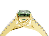 Yellow gold Fancy Green Emerald Cut Diamond Split Shank Pavé Engagement Ring with Four-Prong Setting_64