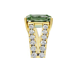 Yellow gold Fancy Green Emerald Cut Diamond Split Shank Pavé Engagement Ring with Four-Prong Setting_65