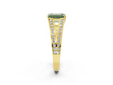 Yellow gold Fancy Green Emerald Cut Diamond Split Shank Ring with Pavé Band and Four-Prong Setting_46