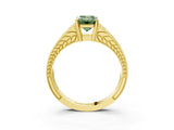Yellow gold Fancy Green Emerald Cut Diamond Split Shank Ring with Pavé Band and Four-Prong Setting_47