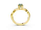 Yellow gold Fancy Green Emerald  Cut Diamond Twist Band Solitaire with Prong Setting_32