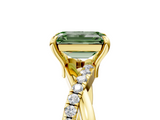 Yellow gold Fancy Green Emerald  Cut Diamond Twist Band Solitaire with Prong Setting_34