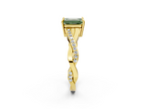 Yellow gold Fancy Green Emerald  Cut Diamond Twisted Band Engagement Ring with Prong Setting_5
