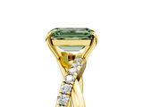 Yellow gold Fancy Green Emerald  Cut Diamond Twisted Band with Pavé Setting and Four-Prong Setting_25