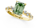 Yellow gold Fancy Green Emerald  Cut Diamond Vine Band with Four-Prong Setting_58