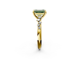 Yellow gold Fancy Green Emerald  Cut Diamond Vine Band with Four-Prong Setting_59
