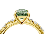 Yellow gold Fancy Green Emerald  Cut Diamond Vine Band with Four-Prong Setting_61