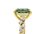 Yellow gold Fancy Green Emerald  Cut Diamond Vine Band with Four-Prong Setting_62