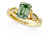 Yellow gold Fancy Green Emerald  Cut Diamond with Milgrain Marquise and Bezel Accents on a Solitaire Band with Prong Setting_221