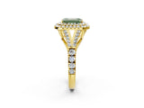Yellow gold Fancy Green Emerald  Cut Double Halo Split Shank Diamond Ring with Prong Setting_45