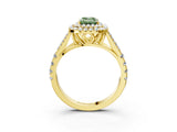Yellow gold Fancy Green Emerald  Cut Double Halo Split Shank Diamond Ring with Prong Setting_46