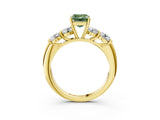 Yellow gold Fancy Green Emerald  Cut Five-Stone Prong Set Diamond Ring with Classic Band_35