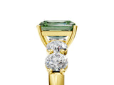 Yellow gold Fancy Green Emerald  Cut Five-Stone Prong Set Diamond Ring with Classic Band_37