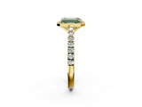 Yellow gold Fancy Green Emerald  Cut Halo Diamond Engagement Ring with Pave Band and Four-Prong Setting_30
