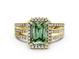 Yellow gold Fancy Green Emerald  Cut Halo Diamond Engagement Ring with Split Shank and Four-Prong Setting_20