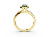 Yellow gold Fancy Green Emerald  Cut Halo Diamond Engagement Ring with Split Shank and Four-Prong Setting_23