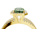 Yellow gold Fancy Green Emerald  Cut Halo Diamond Engagement Ring with Split Shank and Four-Prong Setting_24