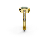 Yellow gold Fancy Green Emerald  Cut Halo Diamond Pave Band Ring with Four-Prong Setting_47