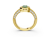 Yellow gold Fancy Green Emerald  Cut Halo Diamond Pave Band Ring with Four-Prong Setting_48