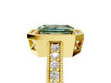 Yellow gold Fancy Green Emerald  Cut Halo Diamond Pave Band Ring with Four-Prong Setting_50