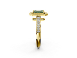 Yellow gold Fancy Green Emerald  Cut Halo Diamond Pave Band with Four-Prong Setting_38