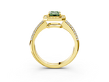 Yellow gold Fancy Green Emerald  Cut Halo Diamond Pave Band with Four-Prong Setting_39