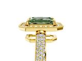 Yellow gold Fancy Green Emerald  Cut Halo Diamond Pave Band with Four-Prong Setting_41